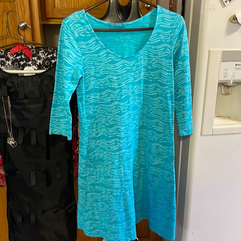 Fresh Produce SM Blue dress S/S knee Cotton